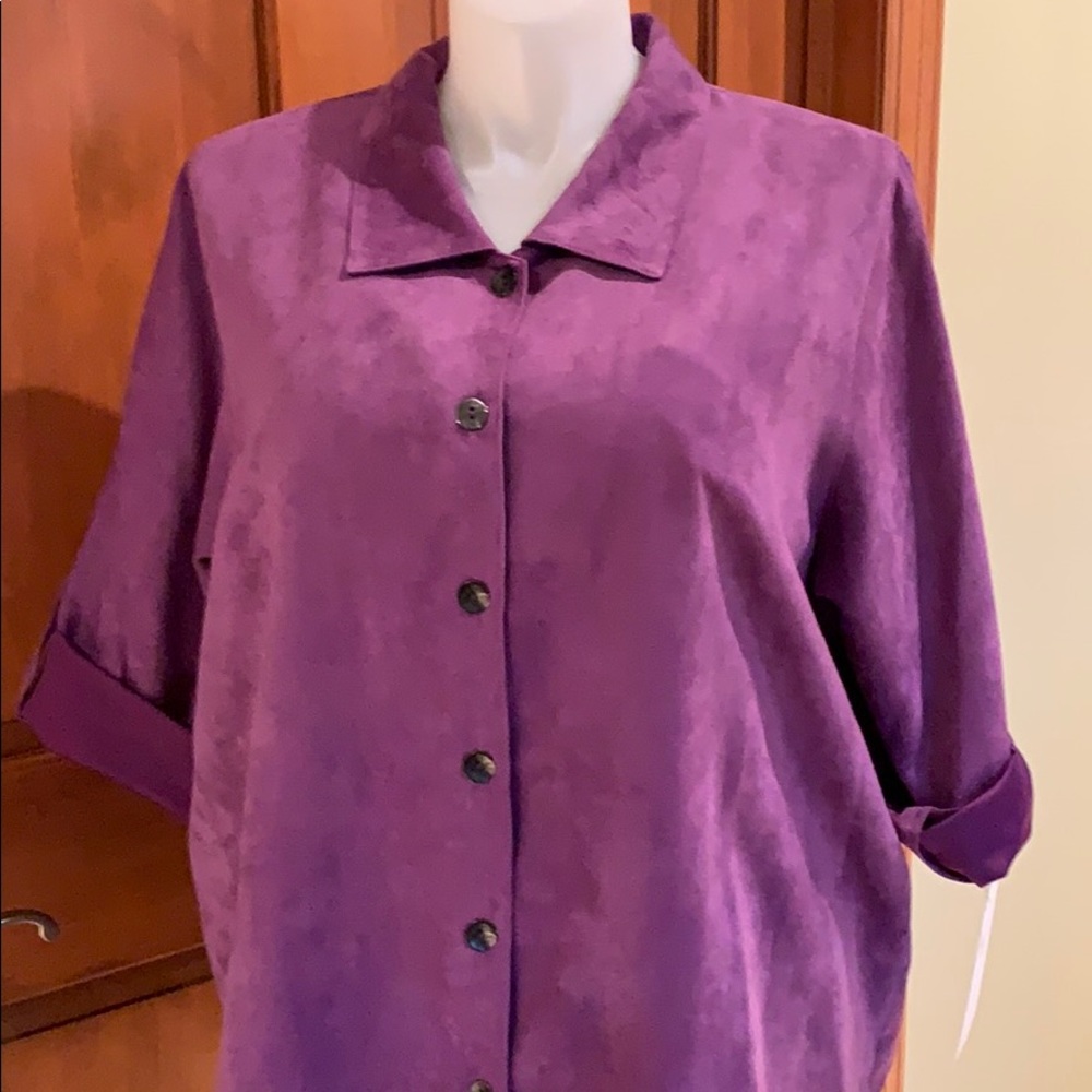 Purple jacket faux suede, button front